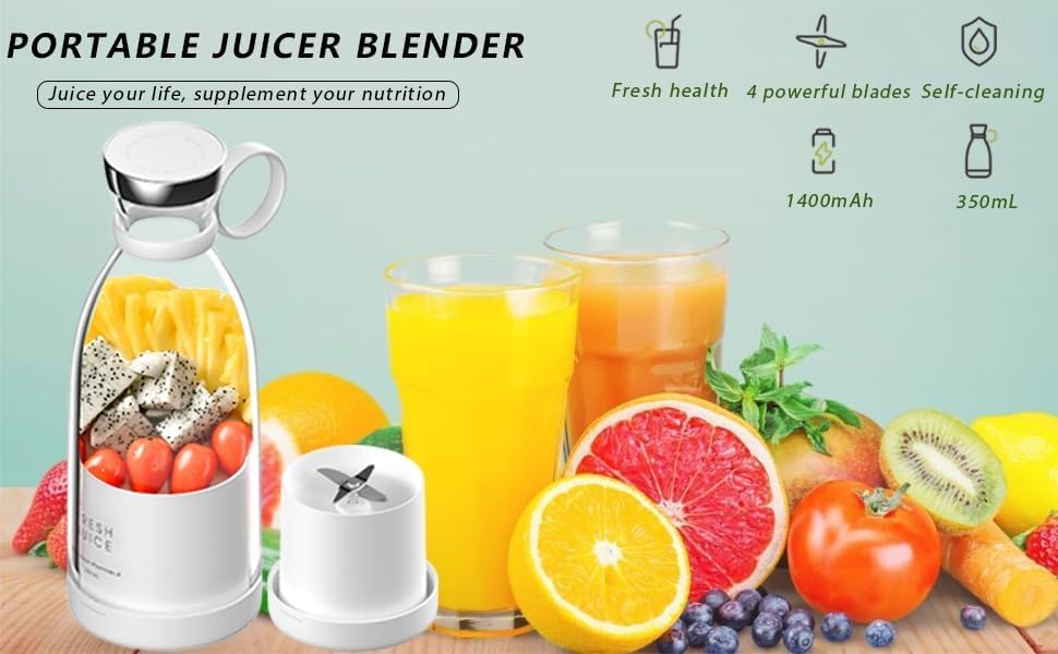 Portable Mini Juicer Bottle - Rechargeable, Powerful & Travel-Friendly Blender⚡