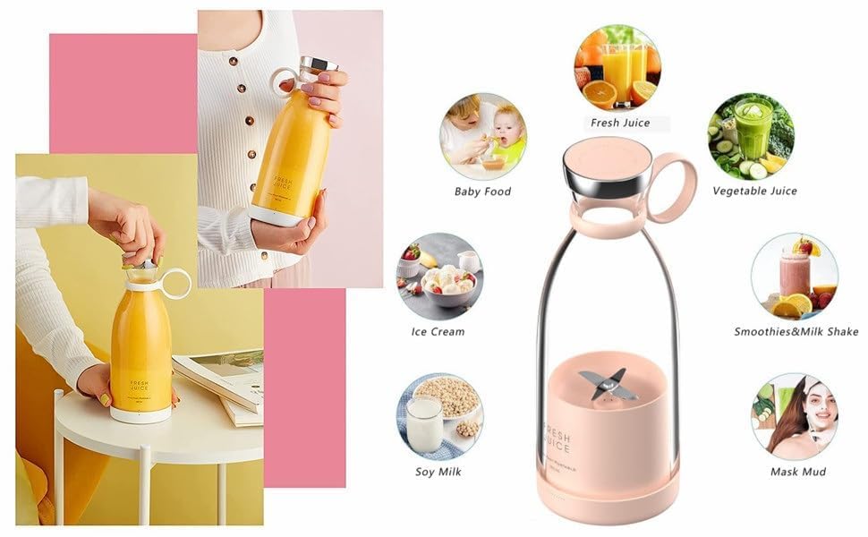 Portable Mini Juicer Bottle - Rechargeable, Powerful & Travel-Friendly Blender⚡